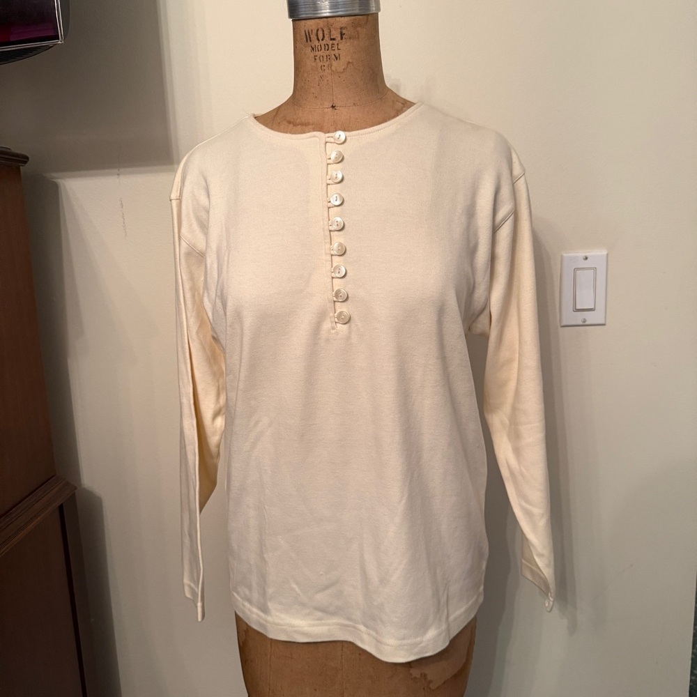 Vintage Gap Ivory Long Sleeve Henley Top